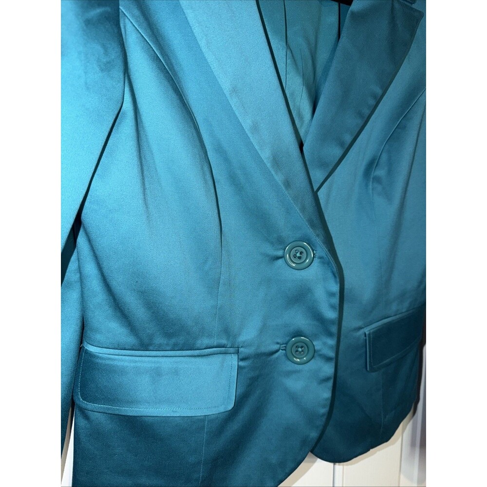 Pendleton Women's Turquoise Blazer Coat 2 Button Sz 8 Lighweight Summer Office - Picture 3 of 14